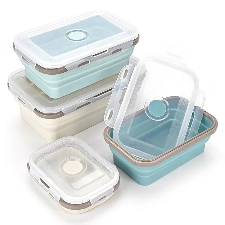 Eco-friendly Food Grade Silicon LunchBox Food Container Silicone Folding Lunch Box
