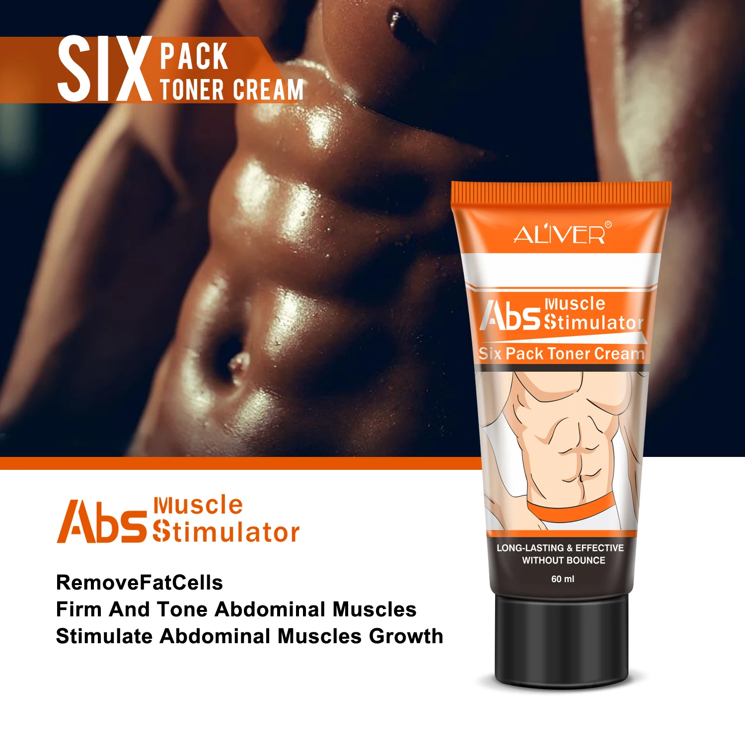 ALIVER Private Label Long-Lasting Muscle Stimulator Six Pack Toner Cream Fat Burning Abdominal ABS Muscle Cream