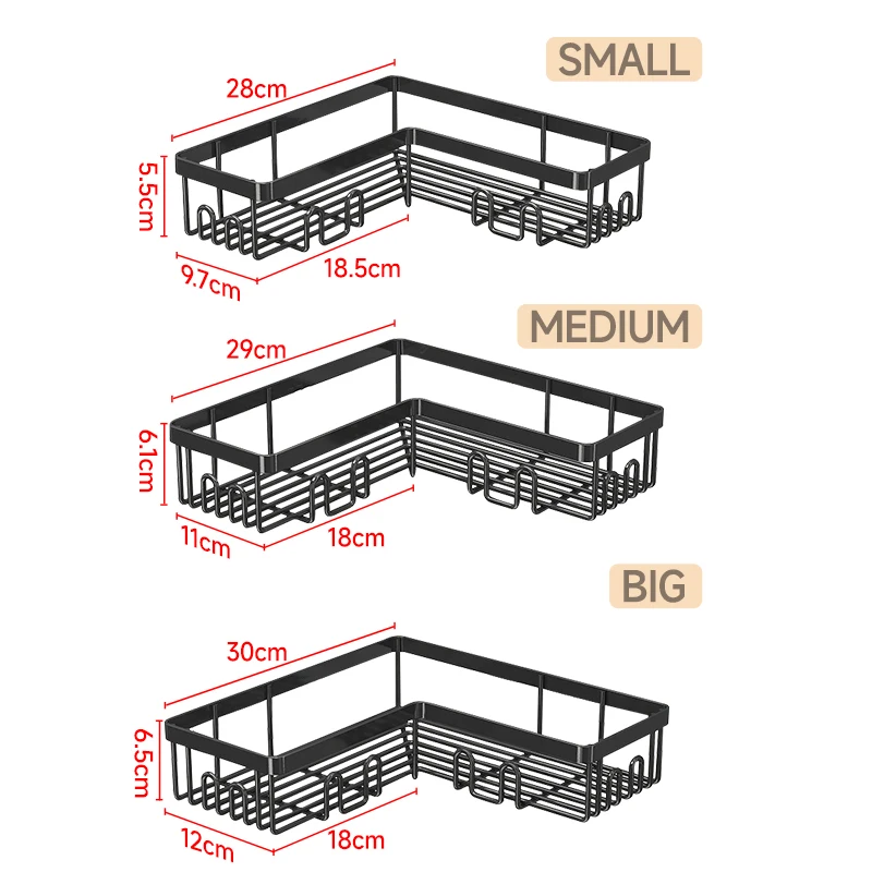 Factory Price 3 Pack Shower Organizer Metal Shelves Bathroom Hanging Corner Caddy Basket Shelf