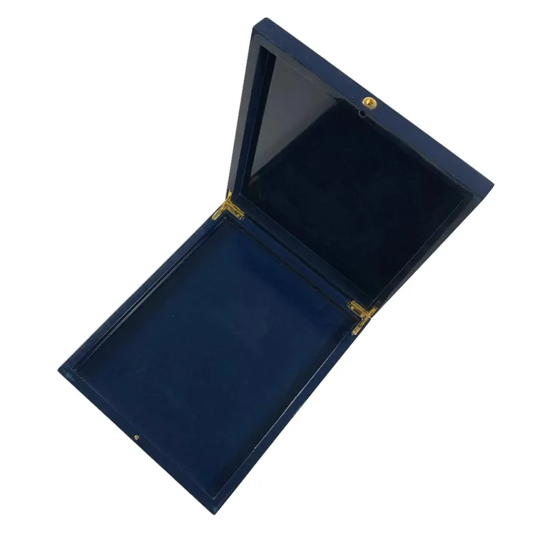 Custom bright lacquered wooden pendant box, dark blue lacquered wooden necklace jewelry box