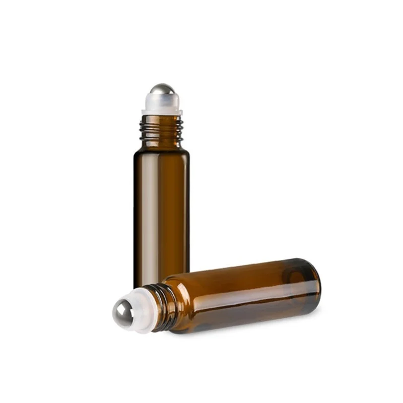 3ml 5ml 10ml Amber Blue Skin Care Glass Roll on Bottle 10m Roller Essential Oil Bottle with Roller Ball Cap