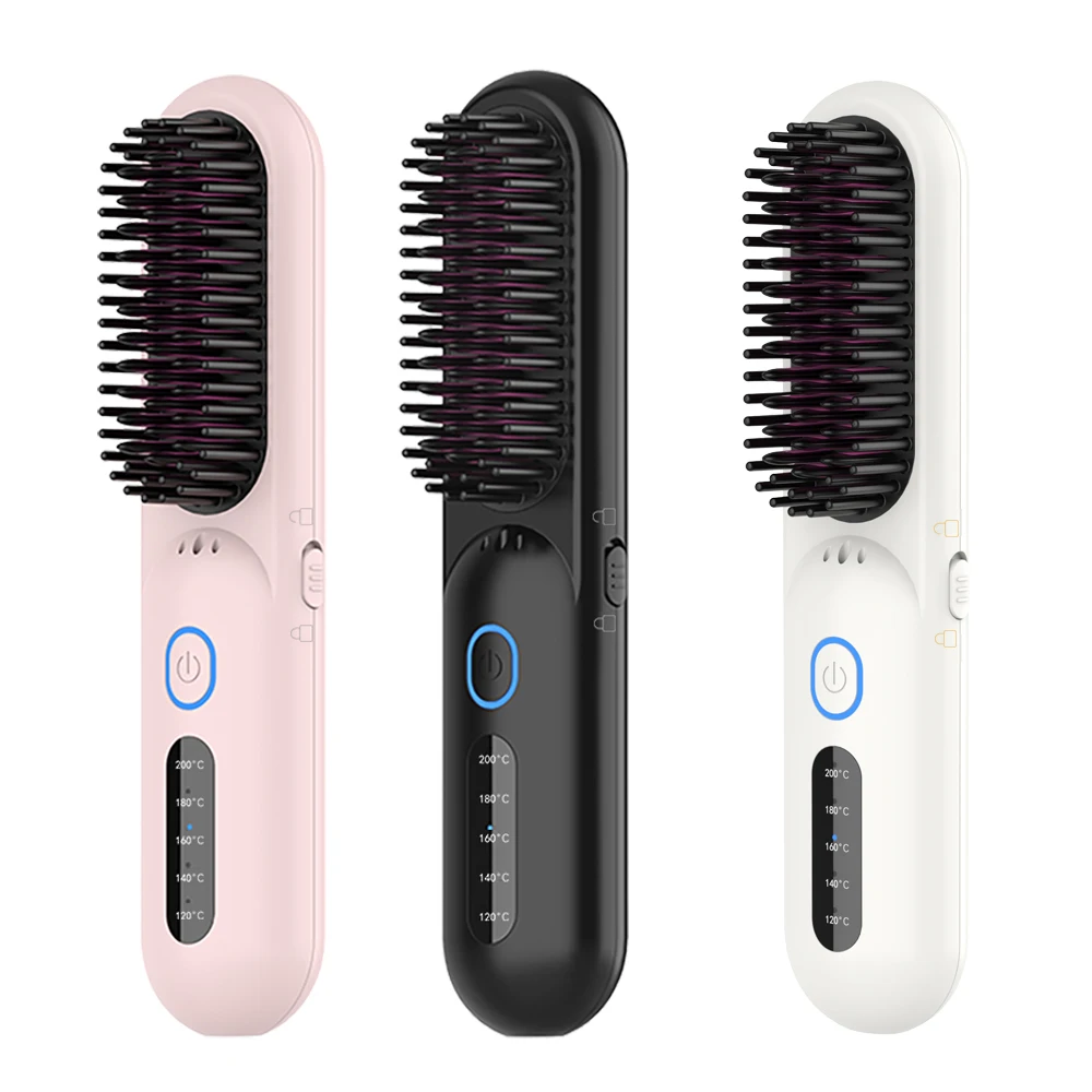 mini electric hair brush Rechargeable iron straightener Portable cordless hair brush MCH Beard Comb Hair Straightener Brush