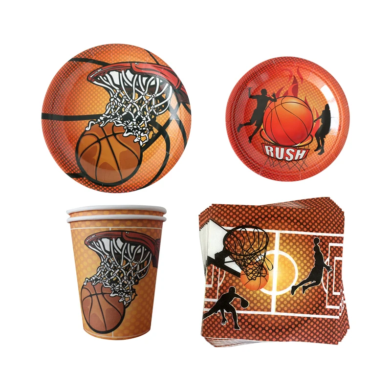 Birthday Party Favors Basketball Theme School Party Supplies Tableware Set With Paper Plates And Cups Napkins For 8 Guests