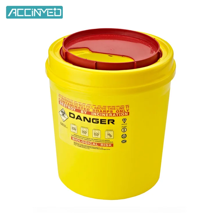 Factory Price Medical Hospital Waste Plastic Box Leak Proof Biohazard Disposal Round Sharps Container 4L