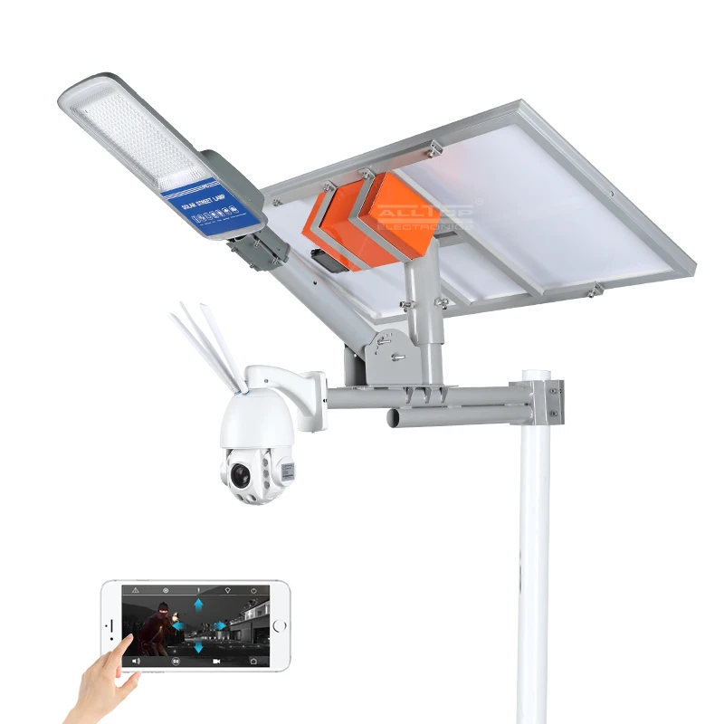 ALLTOP New design aluminium ip65 waterproof 80w solar power street light led with 1080p cctv camera wifi 4g