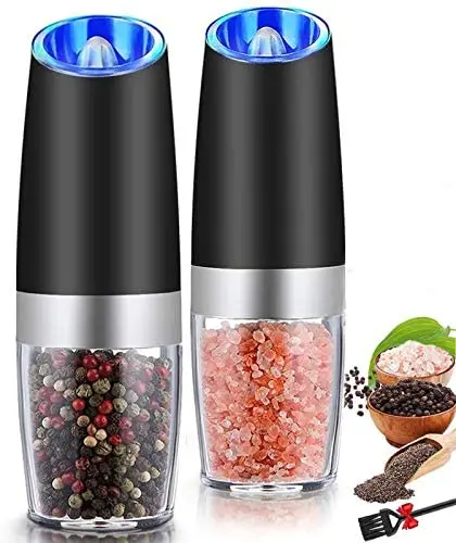Gravity Battery Operated manual electric Pepper Mill automatic salt and pepper grinder set with lights