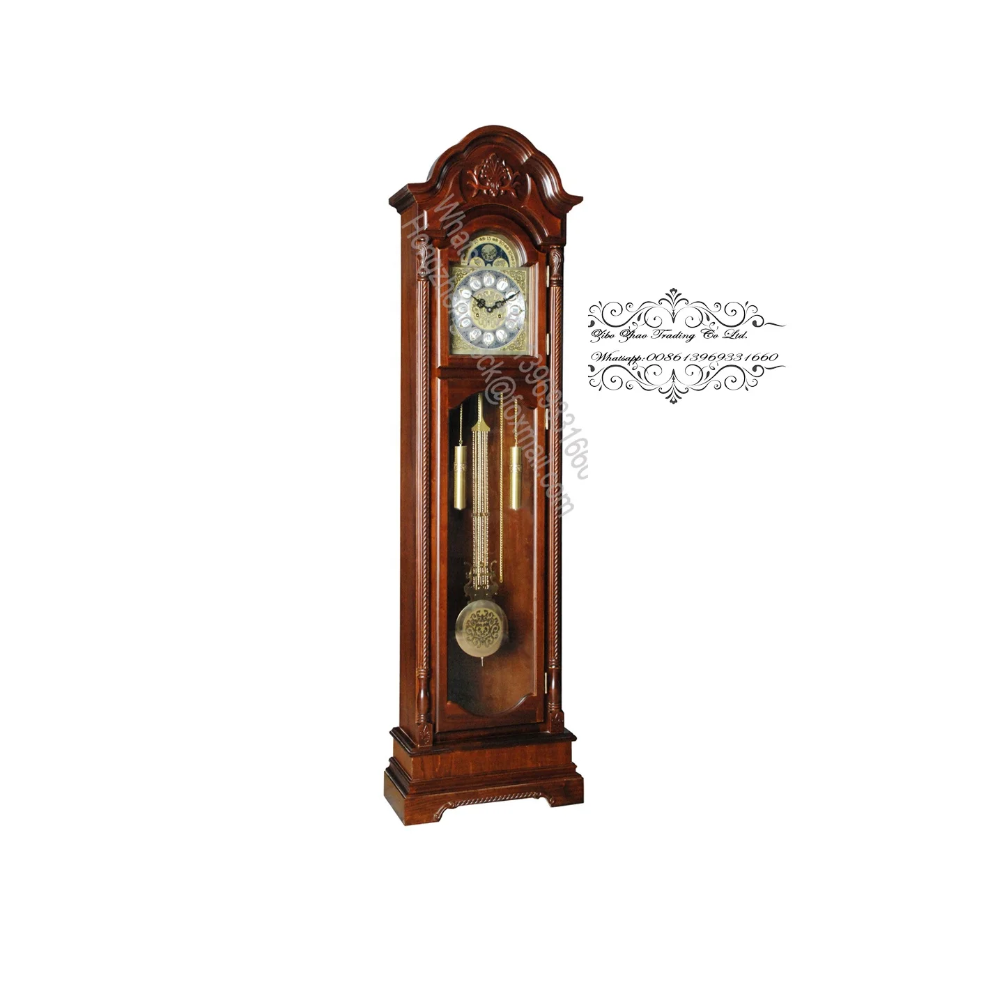 Grandfather Floor Clock  select hardwoods antique-style clock 31 days wind up mechanical movement or Quartz movement