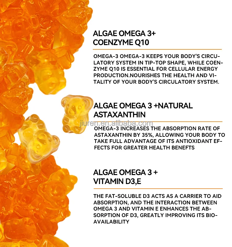 DHA Seaweed Oil Omega-3 Soft Gummies Promotes Sleep Soft Gummies Natural Brain Supplement