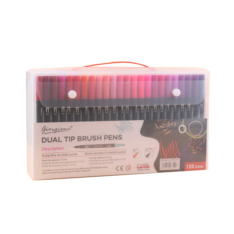 Giorgione Water Based Dual Tips Fineliner Watercolor Brush Pen set of 120 colors