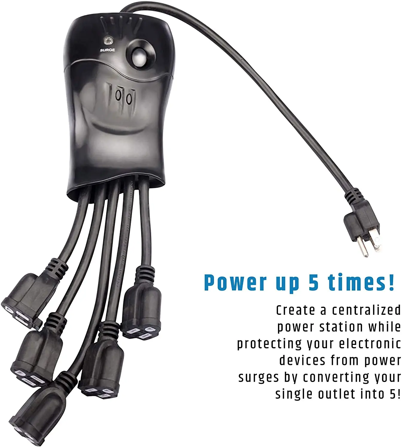 
Octopus American Standard ETL Listed Black Fashion Funny Surge Protection Power Strips With 5 outlets Splitter 