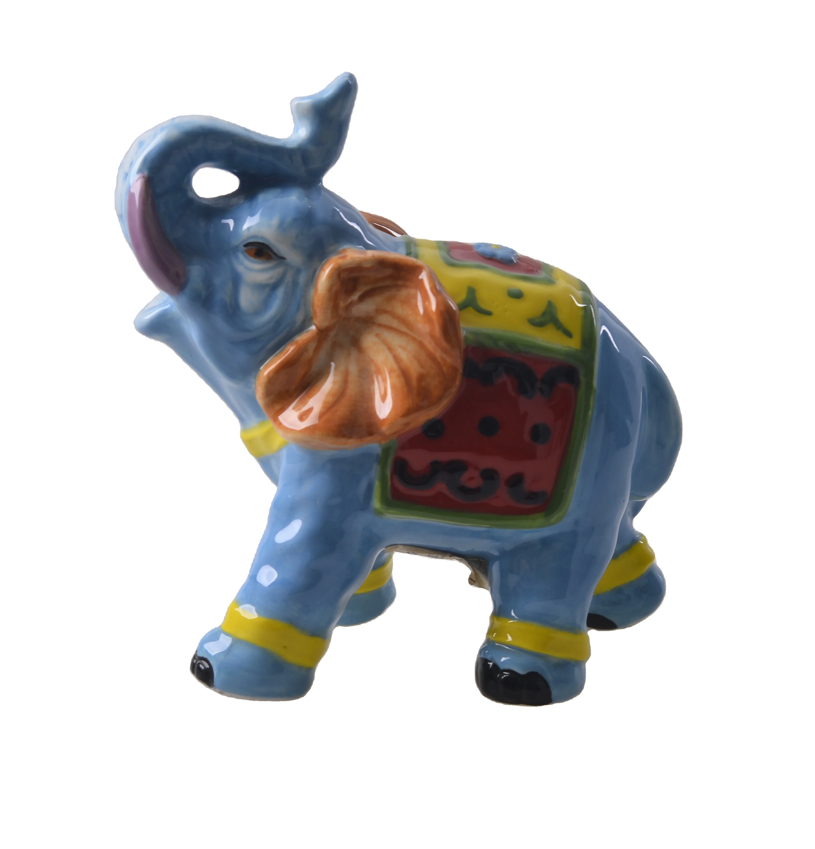 High quality  best price Classic Blue elephant Decorative ceramic elephant