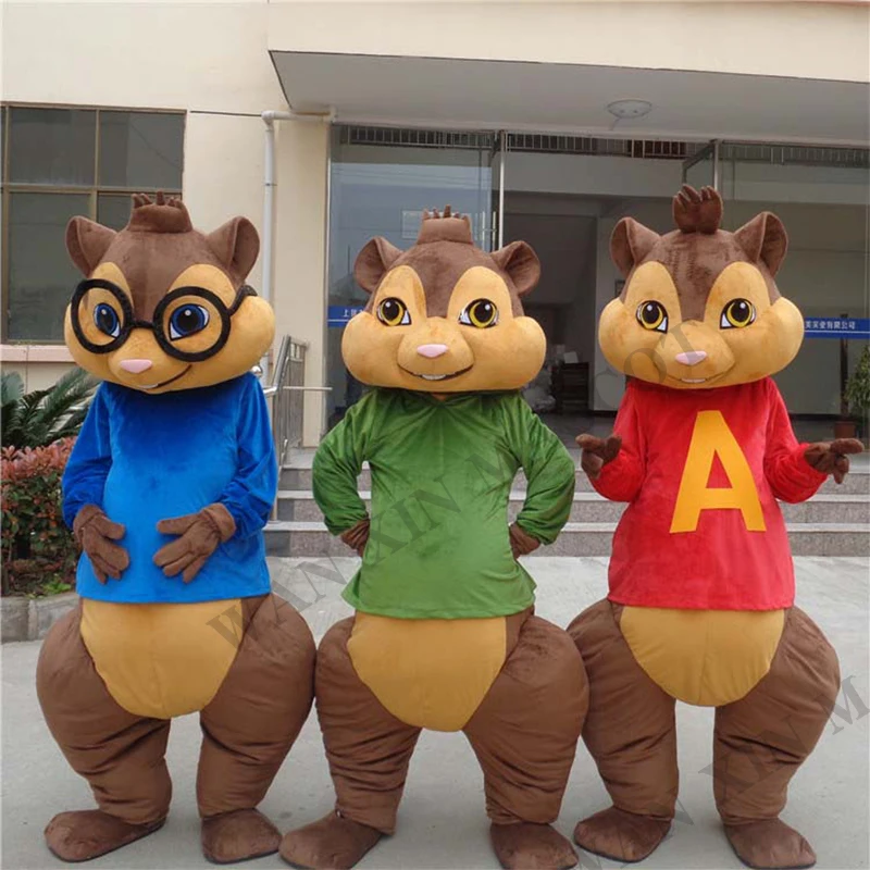 Alvin and Chipmunk Squirrel mascots adult costumes costume mascot plush mascot costume