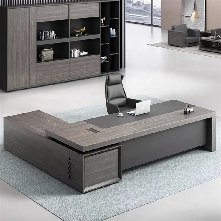 Hot Sale High End  Office Furniture L Shaped Boos Computer Table  Drawer Managers CEO Wooden Office Desks
