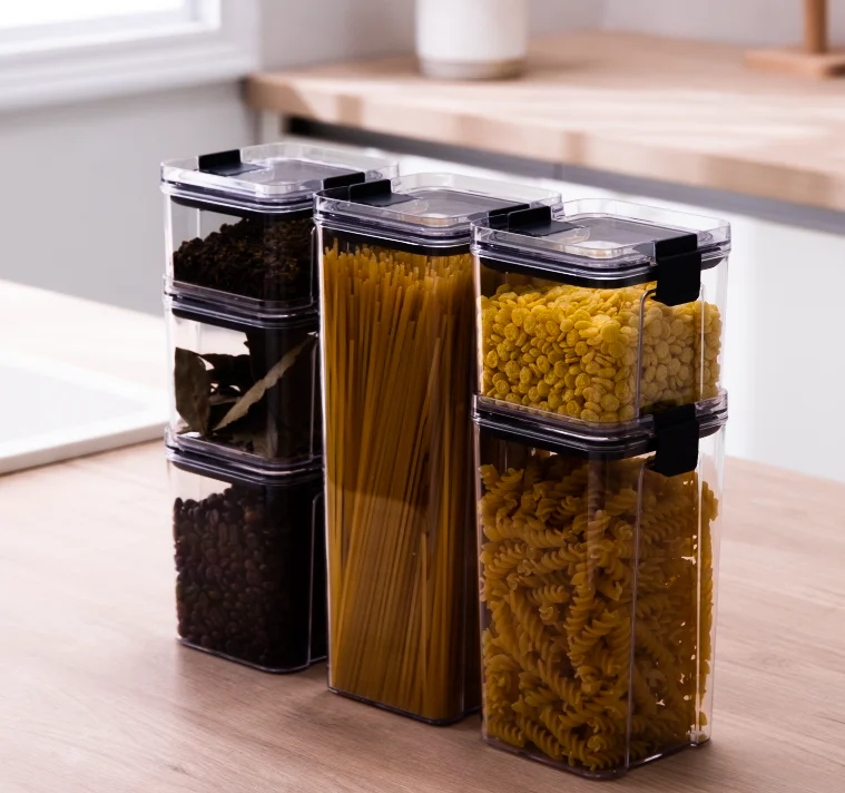 Home pantry organization 6-PACK acrylic plastic refrigerator fridge organizer cereal dispenser box airtight food container