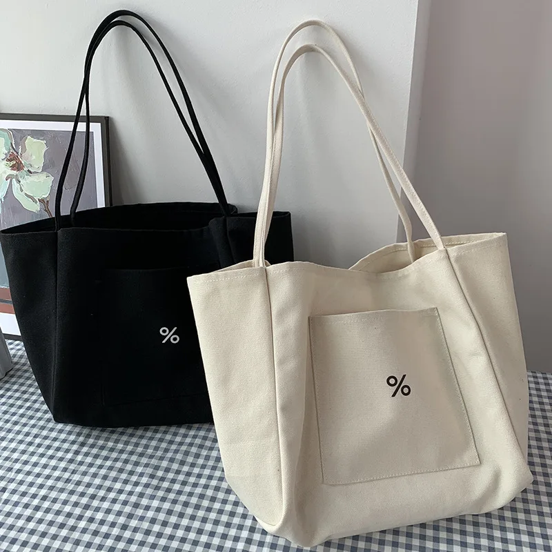 wholesale Simple Design Casual Plain Reusable Shopping Shoulder Bag cotton canvas tote bags for women