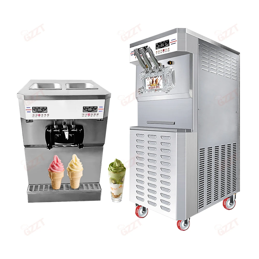 Dual Control System 2 +1 Mixed Flovar 20L Commercial Soft Ice Cream Machine Vertical High End Intelligent Overcurrent Protection