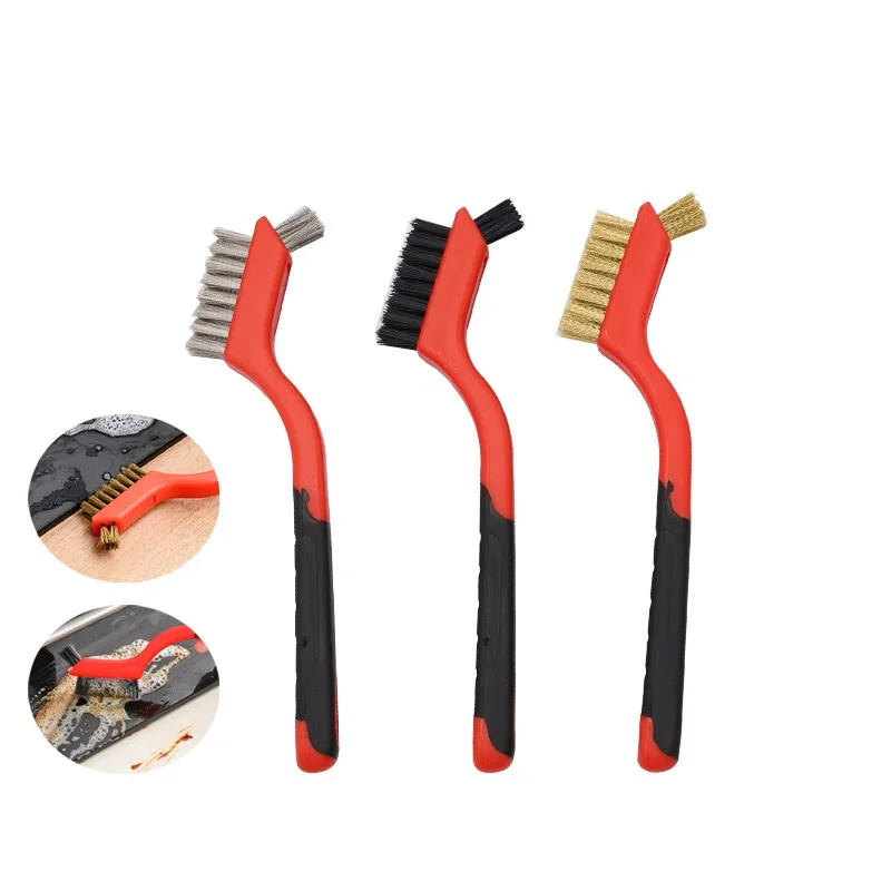 Crevice Cleaning Brush Kitchen Nylon Copper Steel Multifunctional Gap Cleaning Brush Tool Bathroom Gap Brush 3pcs/Set  W24-323