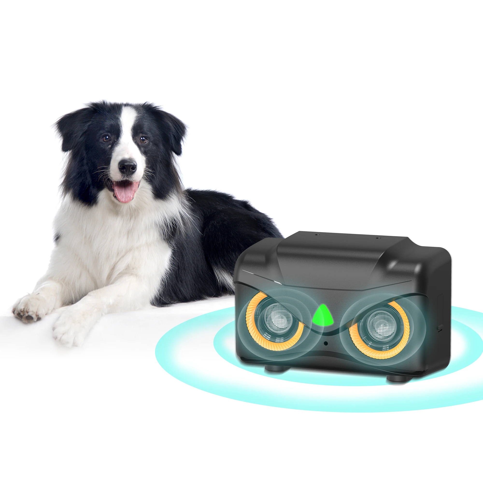 Ultrasonic Bark Control Device with Dual Speakers Noiseless Bark Box Sonic Bark Deterrents for Large Small Dogs