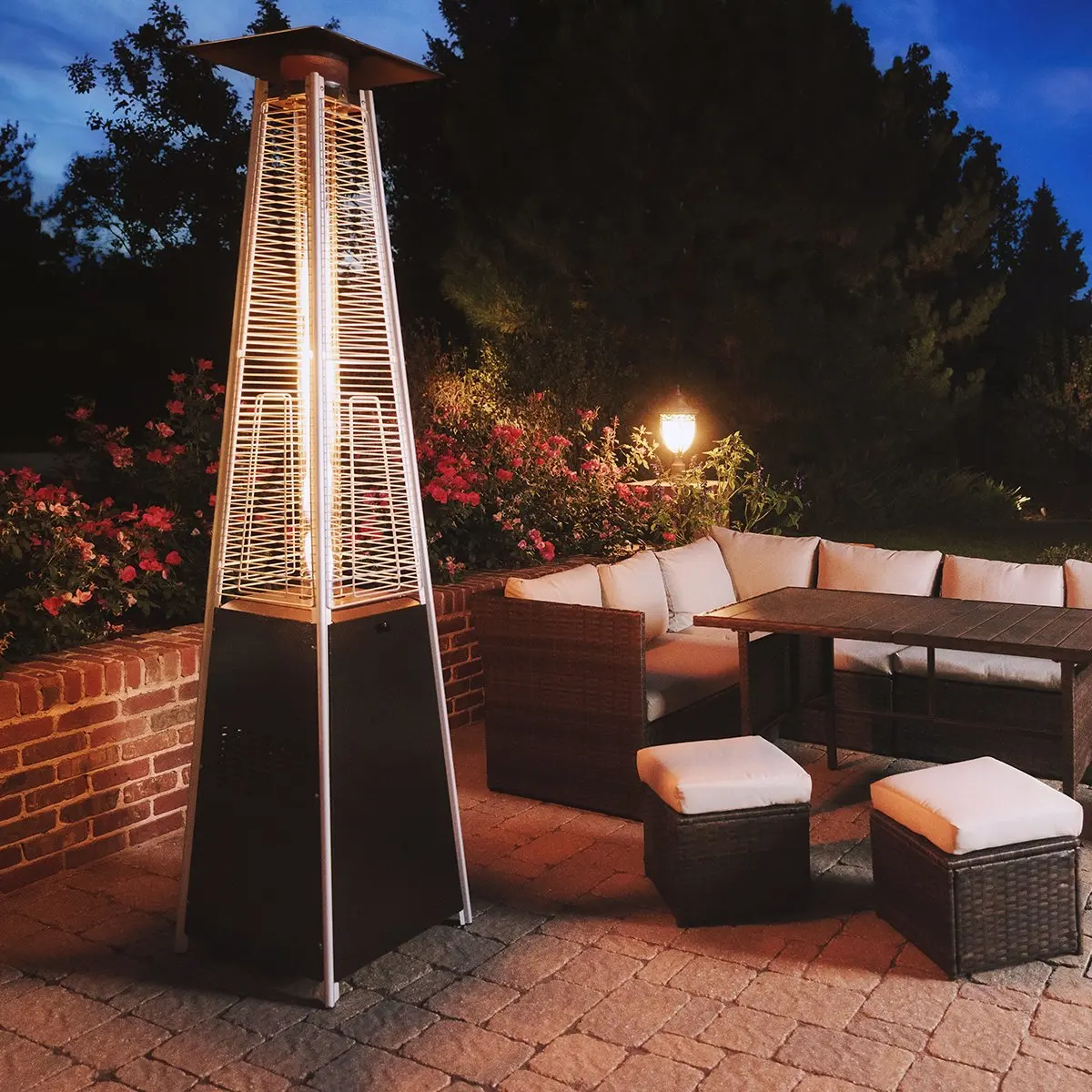 pyramid patio heater  glass tube LPG natural gas patio heater  flame patio heater