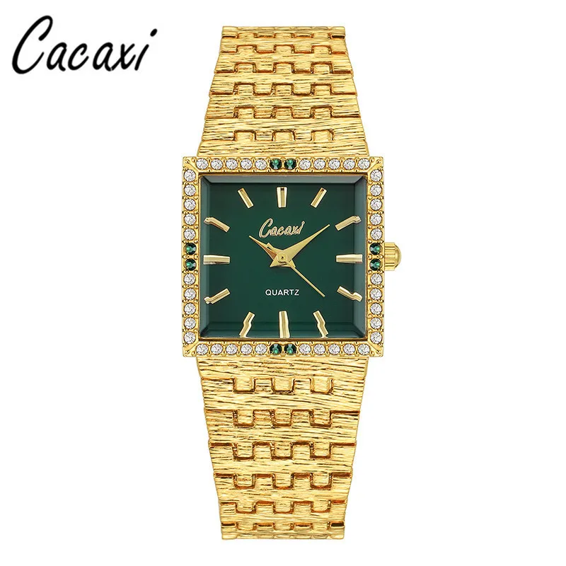 Hot Sale Ladies Watch Luxury Vintage Square Bracelet Watch Green Diamond Wrist Watches Gift For Girl Gold Quartz Watches Reloj