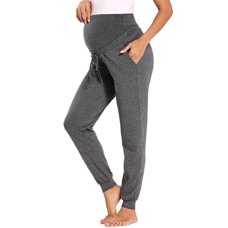 OEM Relaxed Fit Pantalones Casual Sports Women Plain Solid Pregnant Track Pants Comfortable Ladies Cotton