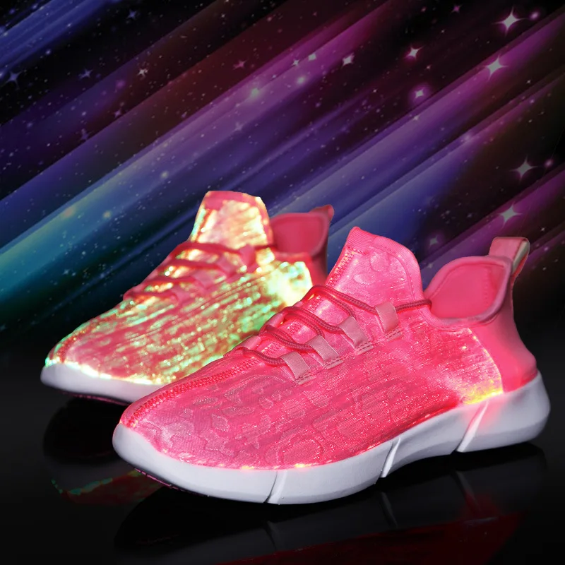 Hot Sale Autumn Spring Sports Running White Shoes New Breathable Woven USB Charging LED