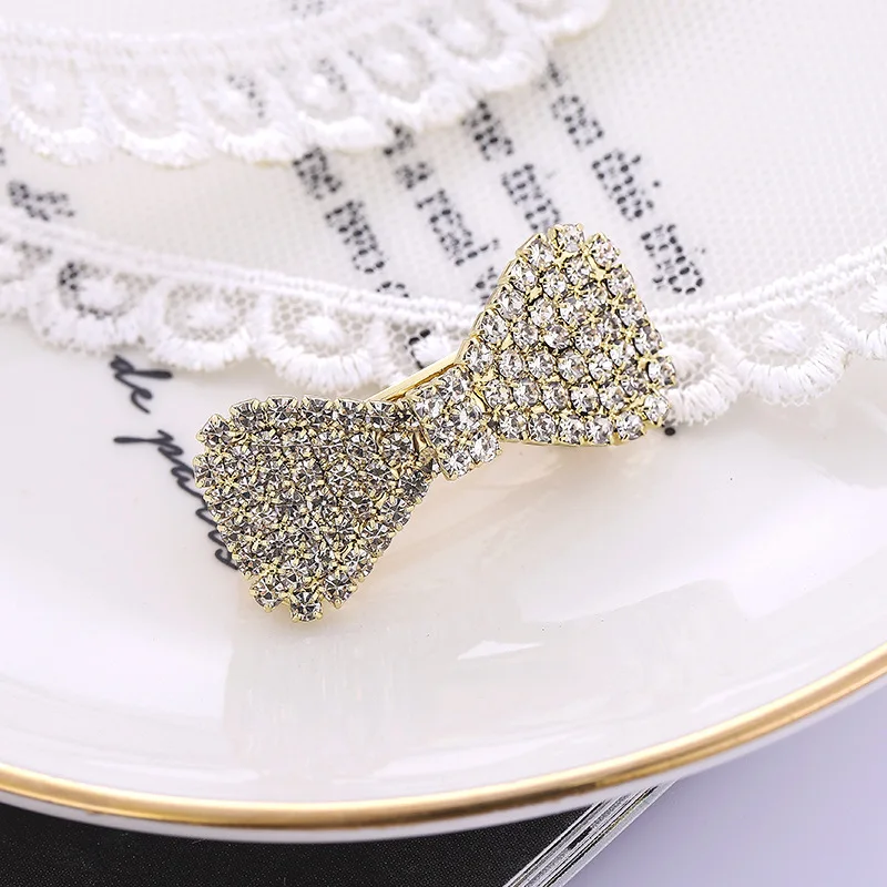 Summer Korean New Hair Accessories Full Diamond Bow Hairpin Exquisite Rhinestone Edge Clip BB Clip