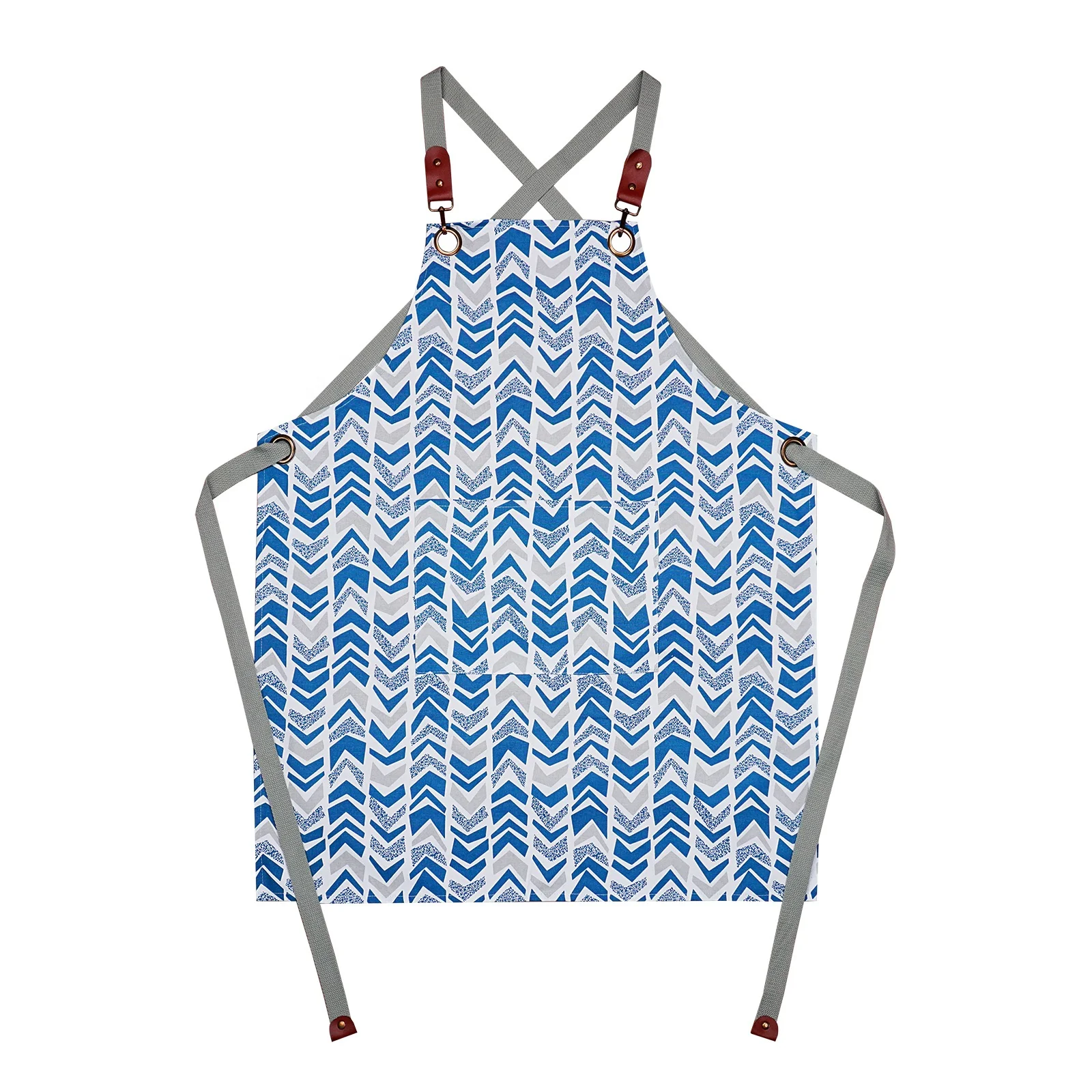 Plus Size Custom Sleeveless Aprons 1-pocket Cotton Work Waterproof Printed logo Fabric for Kitchen Baking Apron Manufacturer