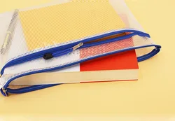 custom logo plastic file folder document bag clear mesh pvc file document pouch with zipper puller for documents receipt files