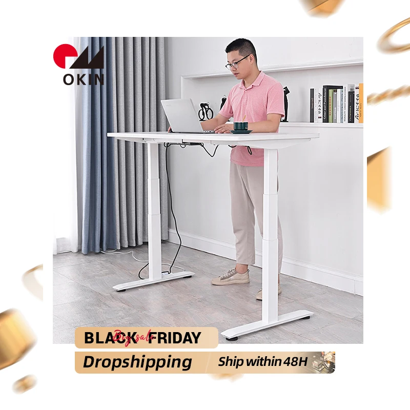 OKIN High Quality Electric Table Legs Electric Height Adjustable Desk Frame Dual Motor Smart Desk Adjustable Standing Desk