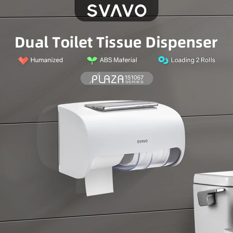 bathroom toilet No punching Large capacity Wall mounted tissue box holders Dual Roll toilet paper dispenser