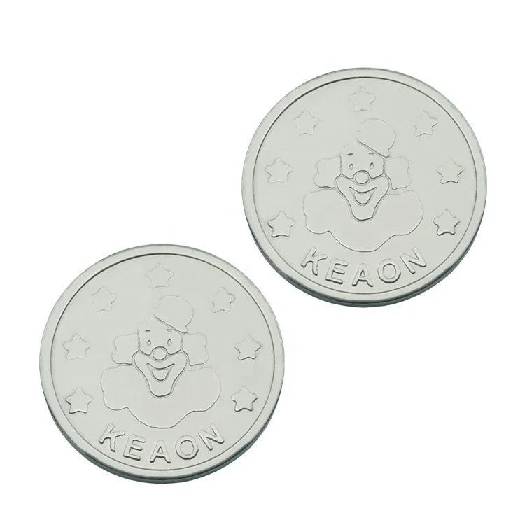 Chinese Manufacturer Solid Stainless Steel Challenge Coin 1.85Mm Thick Silver Joker Pattern Coin Token