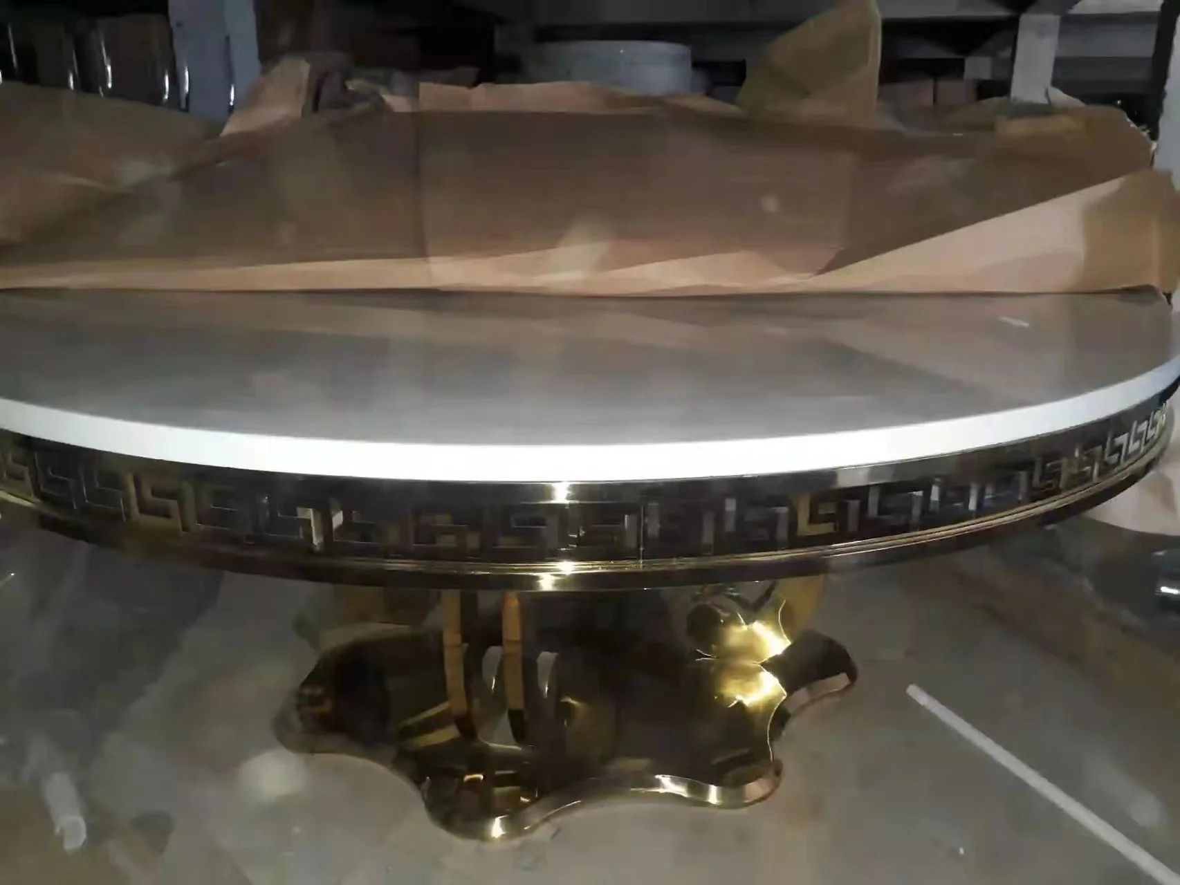 2022 high quality Stainless Steel  Frame  White  Round Marble Top Banquet  Dining Table