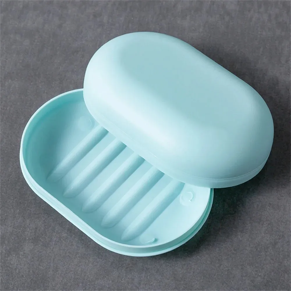 Plastic Bathroom Shower Soap Box With Lids Travel Portable Small Soap Tray Dish Storage Holder Plate Home Toilet Drain Case