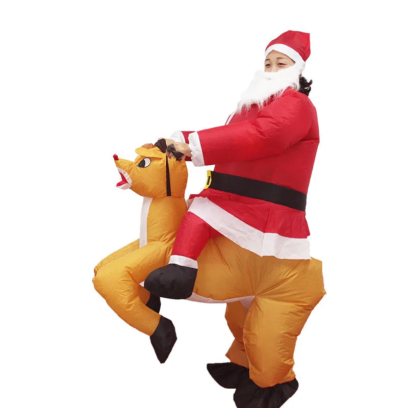 Oem Logo Manufacturer Supply Christmas supplies Customized Inflatable Santa Costume For Kids Adults