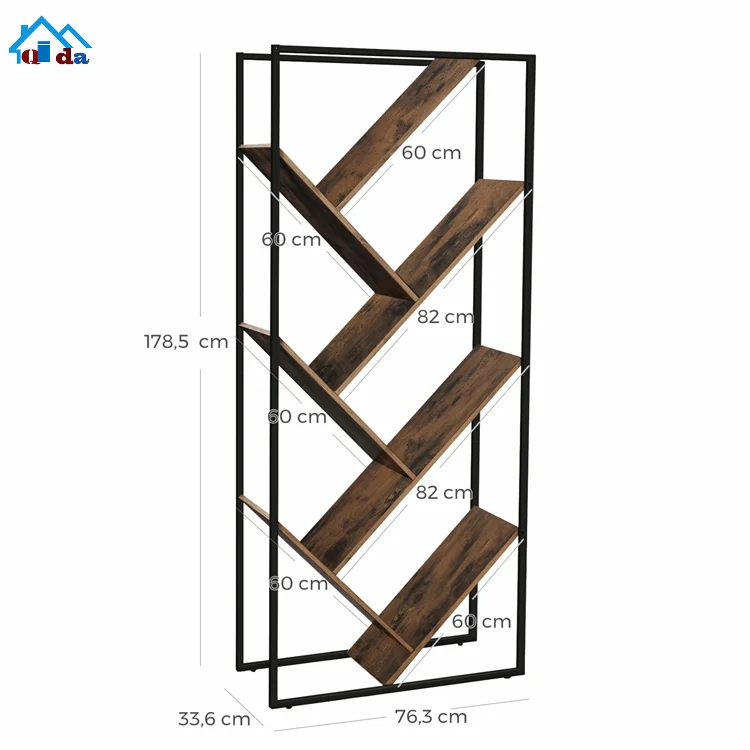 Wooden Metal Bookshelf 4-tiers Wholesale Display Bookcases Multi Functional Shelves Modern Style Living Room Furniture