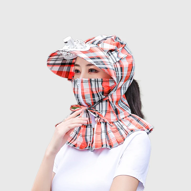 Face Neck Over UV Protect Sun Fan Hat Rechargeable Adjustable Gear Cooling Summer Outdoor Work Sunscreen Women Visor Cap