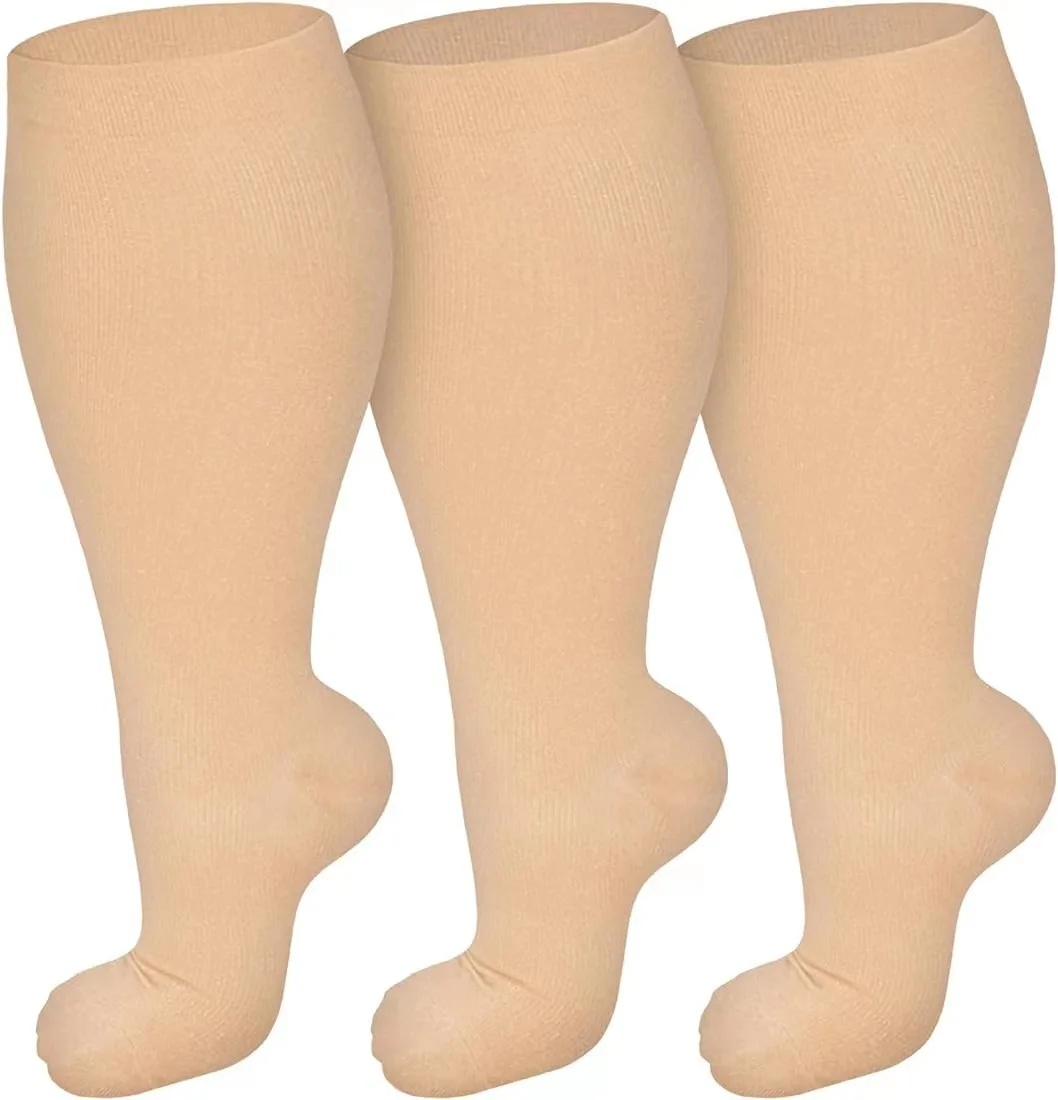 Plus Size Women Men Wide Calf 15-20 mmHg Extra Large Knee High Compression Socks for Nurses Travel