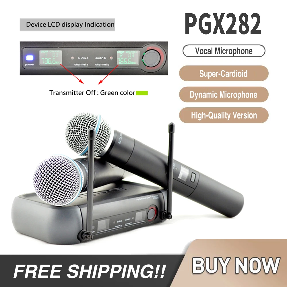 PGX282 PGX8 Professional Stage Microphone UHF Dual Microfon Dual Fixed Frequency Wireless Microphone System PGX282/BETA58A