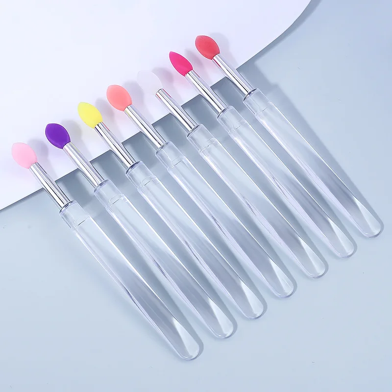 Reusable Chrome Glitter Mirror Powder Manicure Tool Pigment Silicone Nail Arts Brush Silicone Applicator Sticks