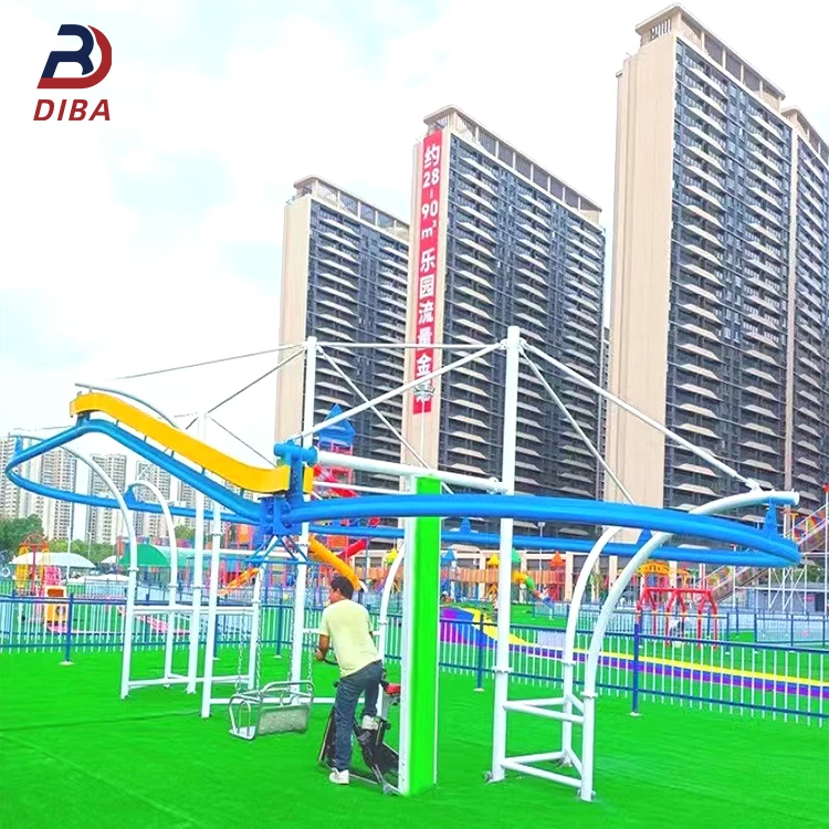 Outdoor Extreme Park Equipment Zip Line Roller Coaster Rides Unpowered Pedal Mini Roller Coaster Ride Without Electric