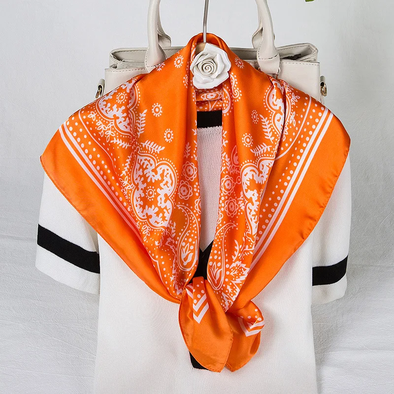 New Real Silk Square Scarves Women Bandana High Quality Printed Foulard Hair Scarves Bag Tie Soft Neckerchief Bandana
