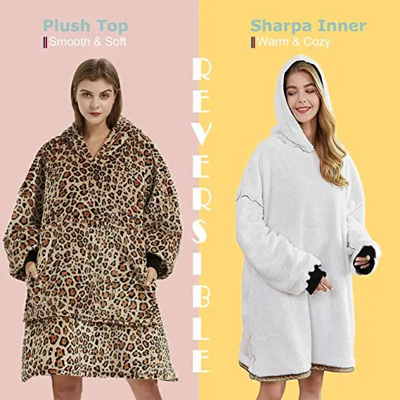 CVS BSCI Luxury Winter Warm adults and kids polyester flannel hooded blanket sherpa Custom Oversized giant Long Hoodie blanket