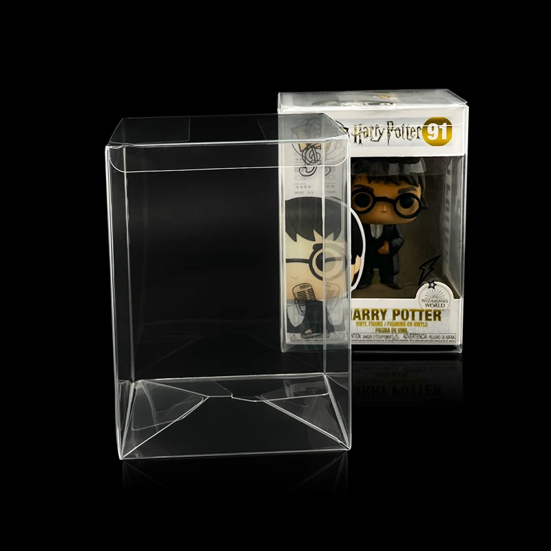 Small MOQ pop boxes clear custom clear PET protectors Funko pop display case with soft crease line