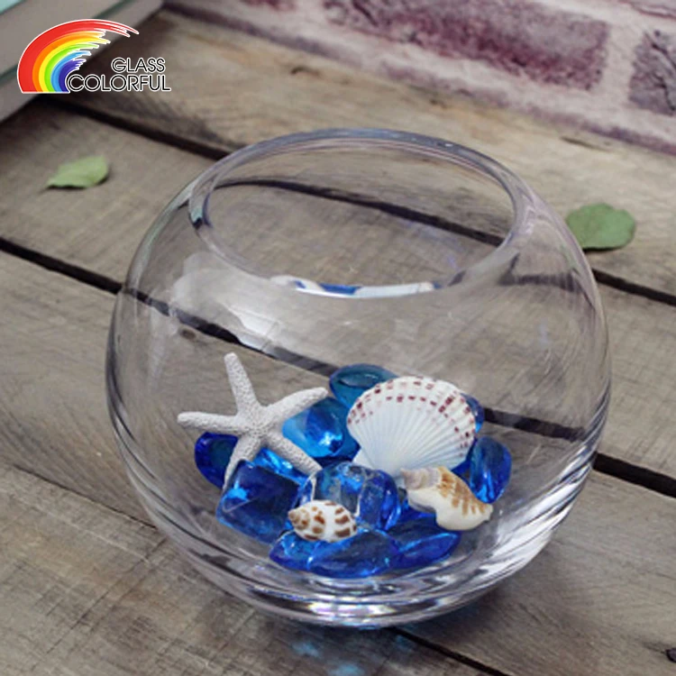 Wholesale home decoration round transparent thick glass fish bowl
