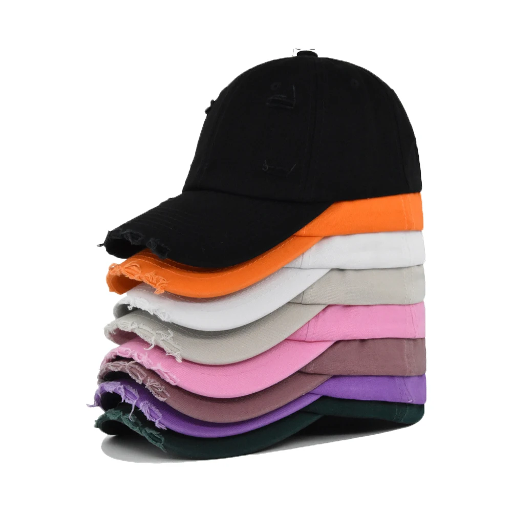 Adjustable Unisex Fashion Blank Vintage Distressed Washed Cotton Baseball Cap Dad Hat