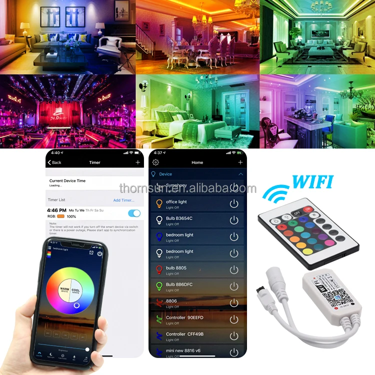 Amazon Hot Sale LED Kit Music Sync Voice Control Google Home Alexa Tuya 5M 10M Smart WIFI 5050 RGB LED Strip Lights