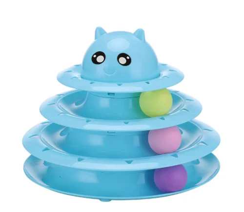 Pet Fun Roller 3 Level cartoon Colorful Ball Interactive Cat Toy Towers Tracks