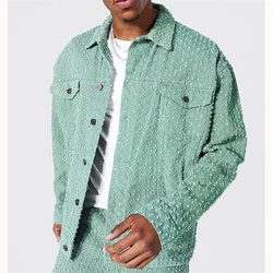 Custom logo high quality autumn oversized distressed interest denim jacket for men 2021