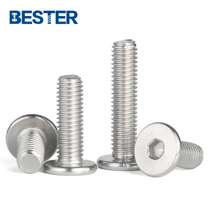 Din6912 Stainless Steel hex ultra-thin oblique edge flat corner chamfer round head furniture wafer socket screw